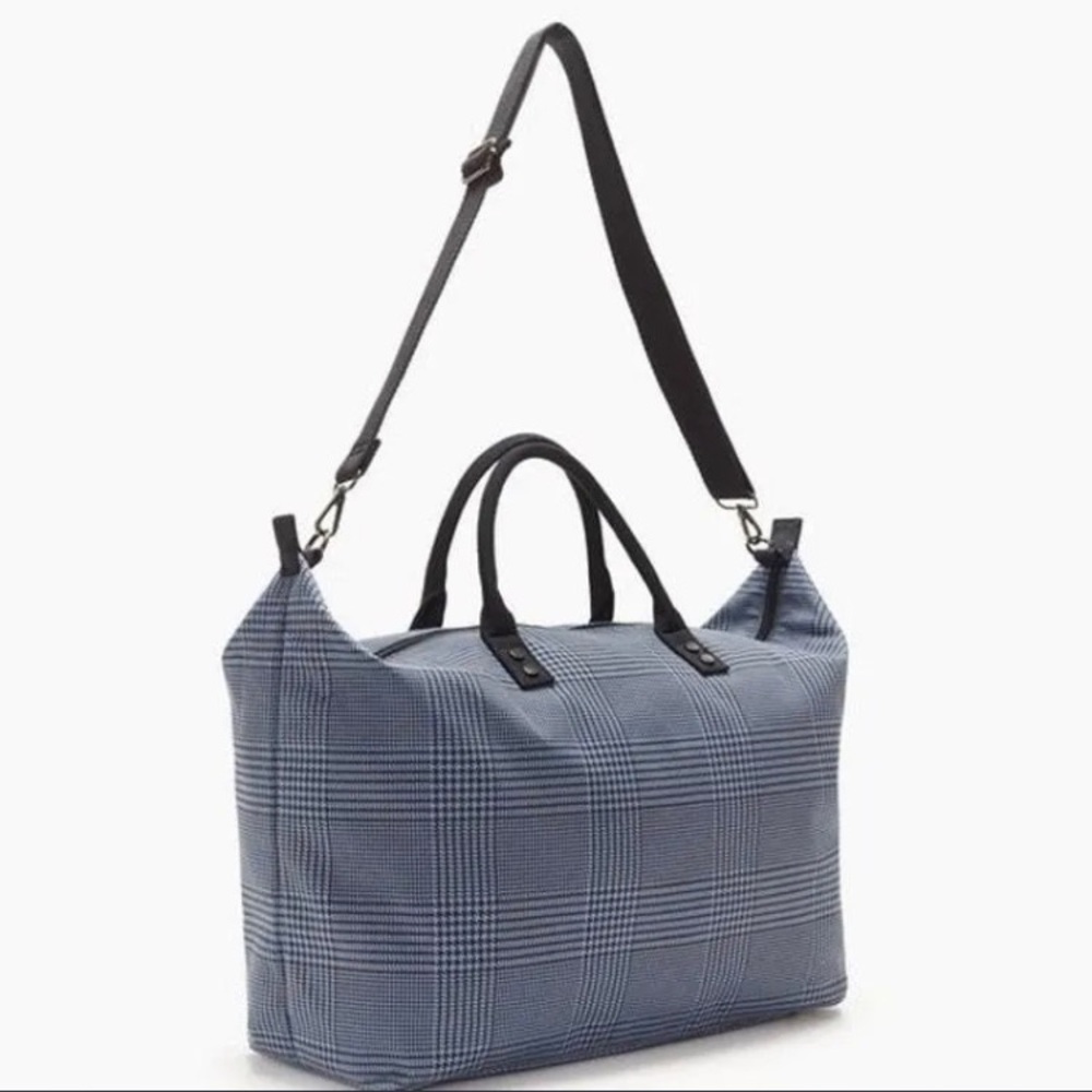 Lulu Dharma Blue and Black Frasier Plaid Weekender Bag Unisex NWT